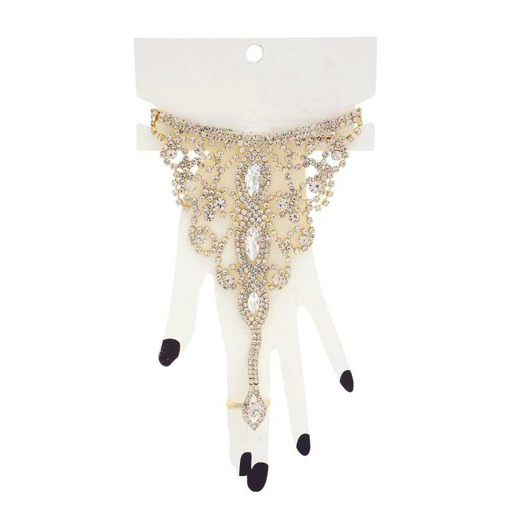 Marquise Rhinestone Hand Ring Bracelet - Picture 2 of 7